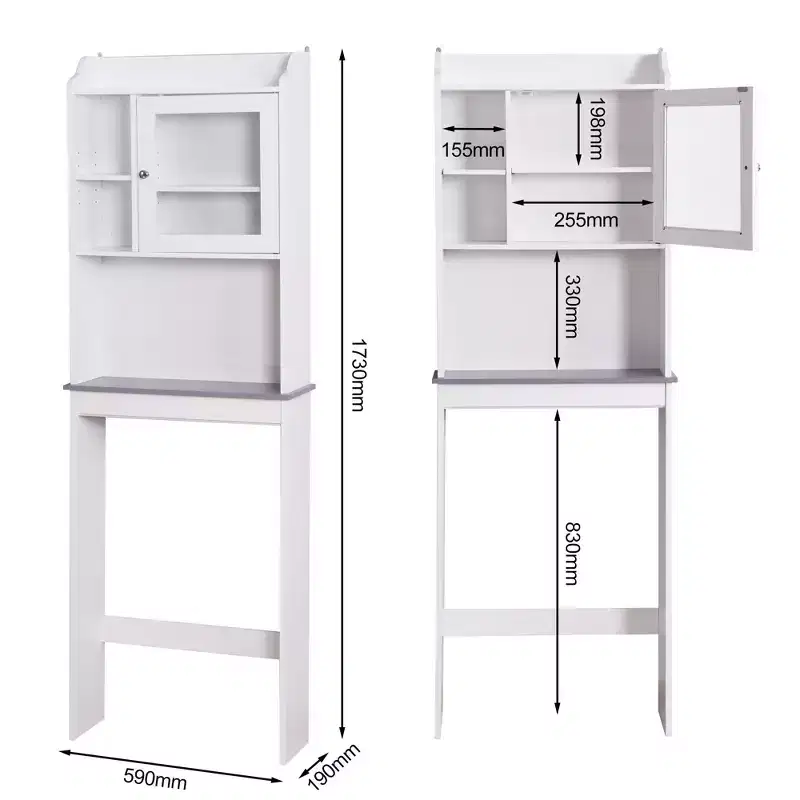 Okak 68 Inch Over Toilet Storage Cabinet with Open Shelves, Wood Bathroom Storage Cabinet for Home, Bathroom