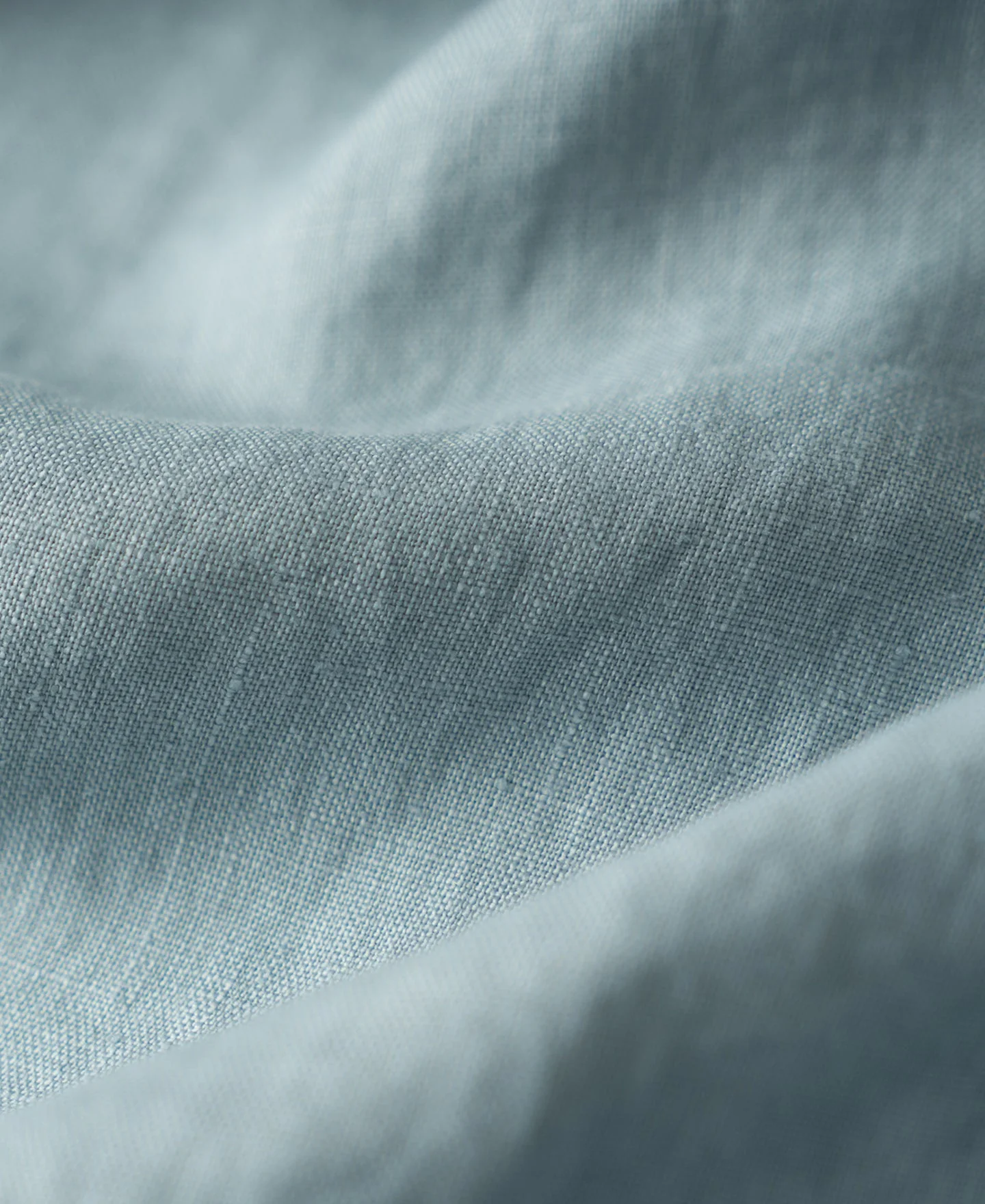 1950s Italian Collar Long Sleeve Linen Shirt - Light Blue