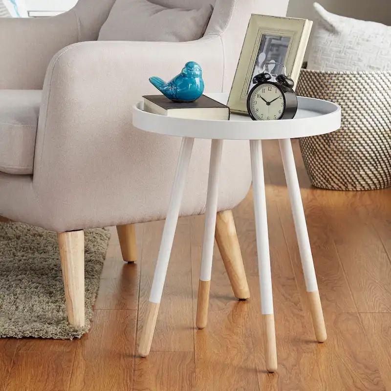 Marcella Paint-Dipped Round Tray-Top Side Table by iNSPIRE Q Modern