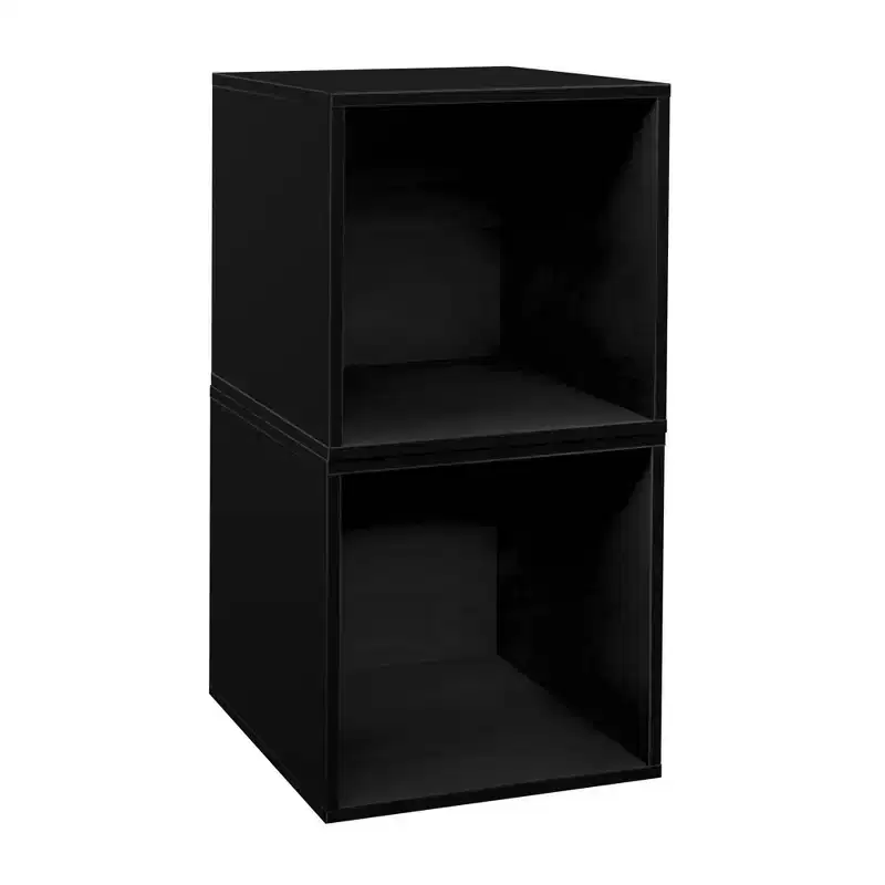 Niche 2pk Cubo Wood Stackable Storage Bookcase Shelf Organizer Cube Ebony Black