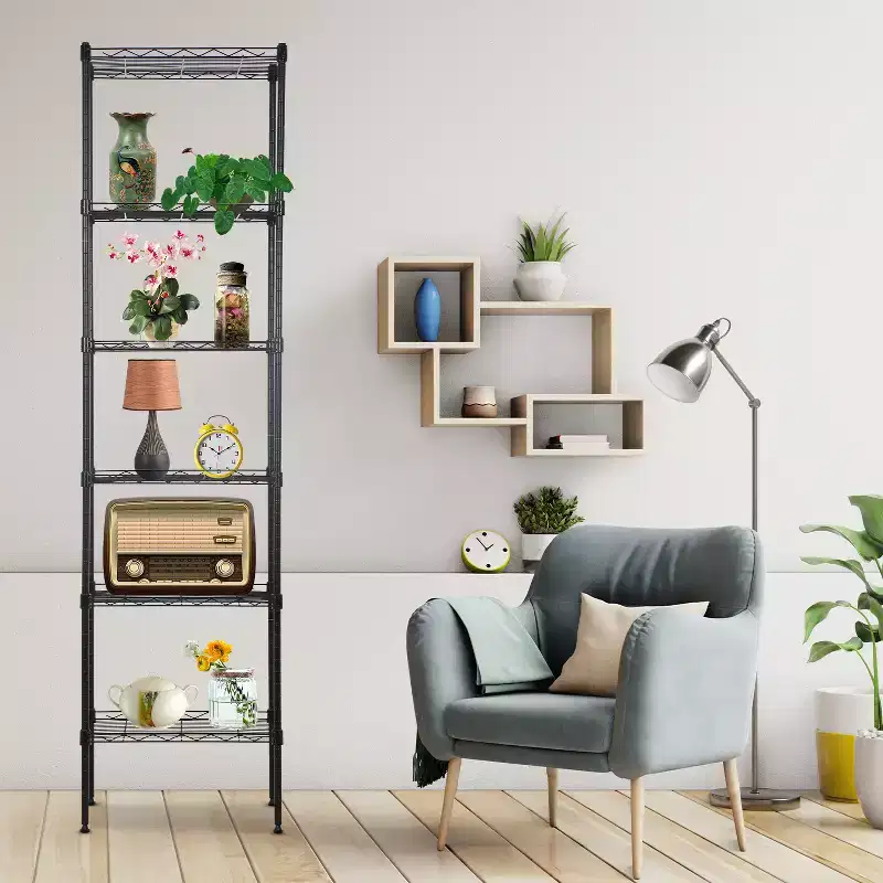 6-Tier Wire Shelving Unit, Heavy Duty Storage Rack, Metal Garage Organizer