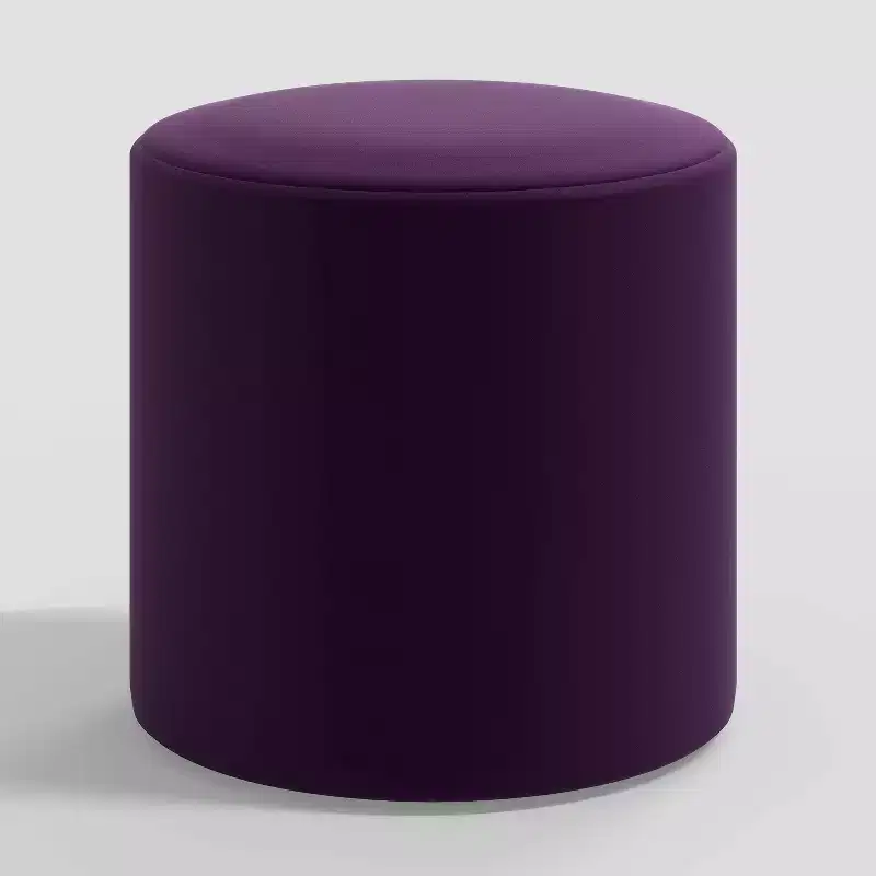 Pine Polyester Velvet Round Ottoman 18