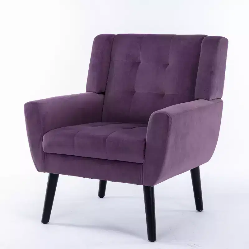 Modern Upholstered Accent Chair with Black Legs for Bedroom and Living Room
