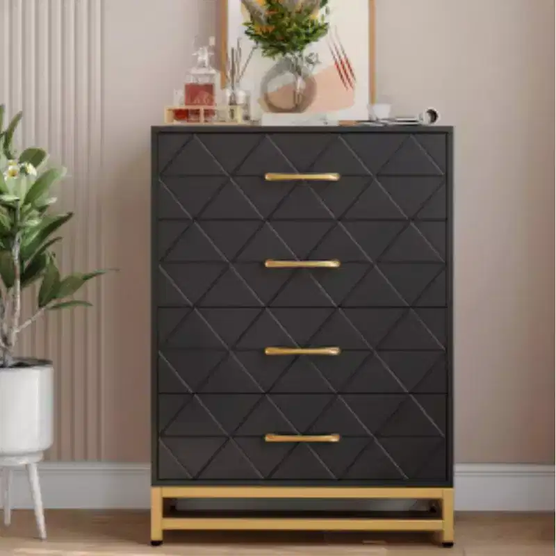 4-Drawer Chest with Triangle-Pattern Top (MDF+PB+Iron)