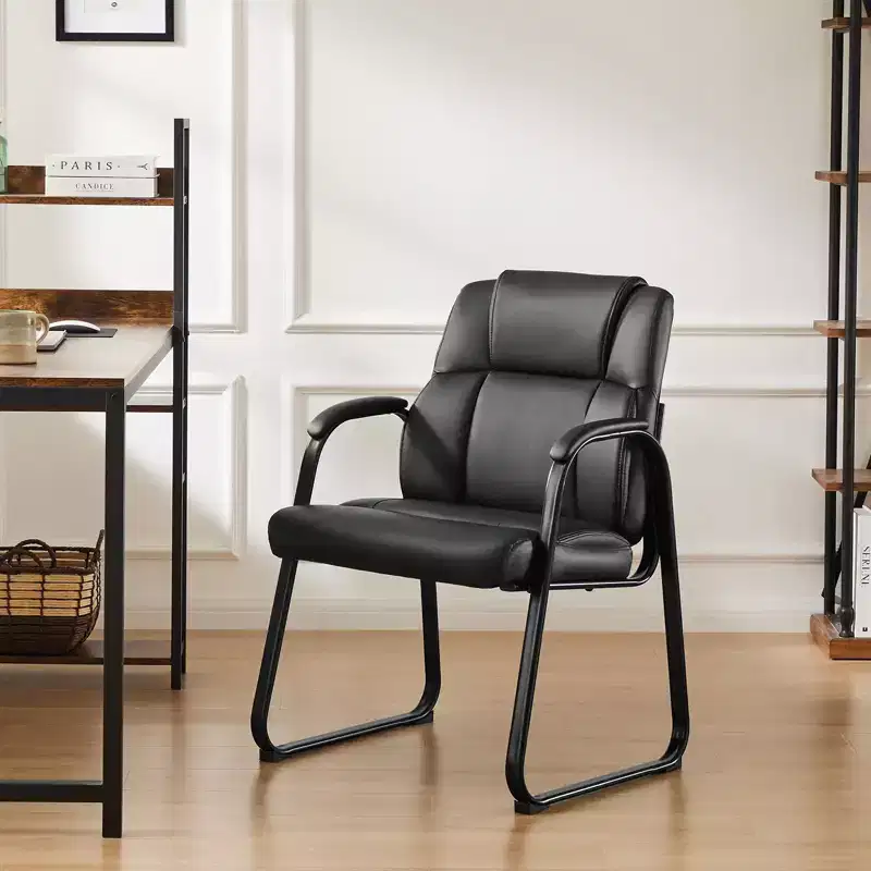 Big and Tall Single PU Leather Waiting Room Chair with Padded Arms, Perfect for Elderly Use in Office, Reception, and Conference Areas