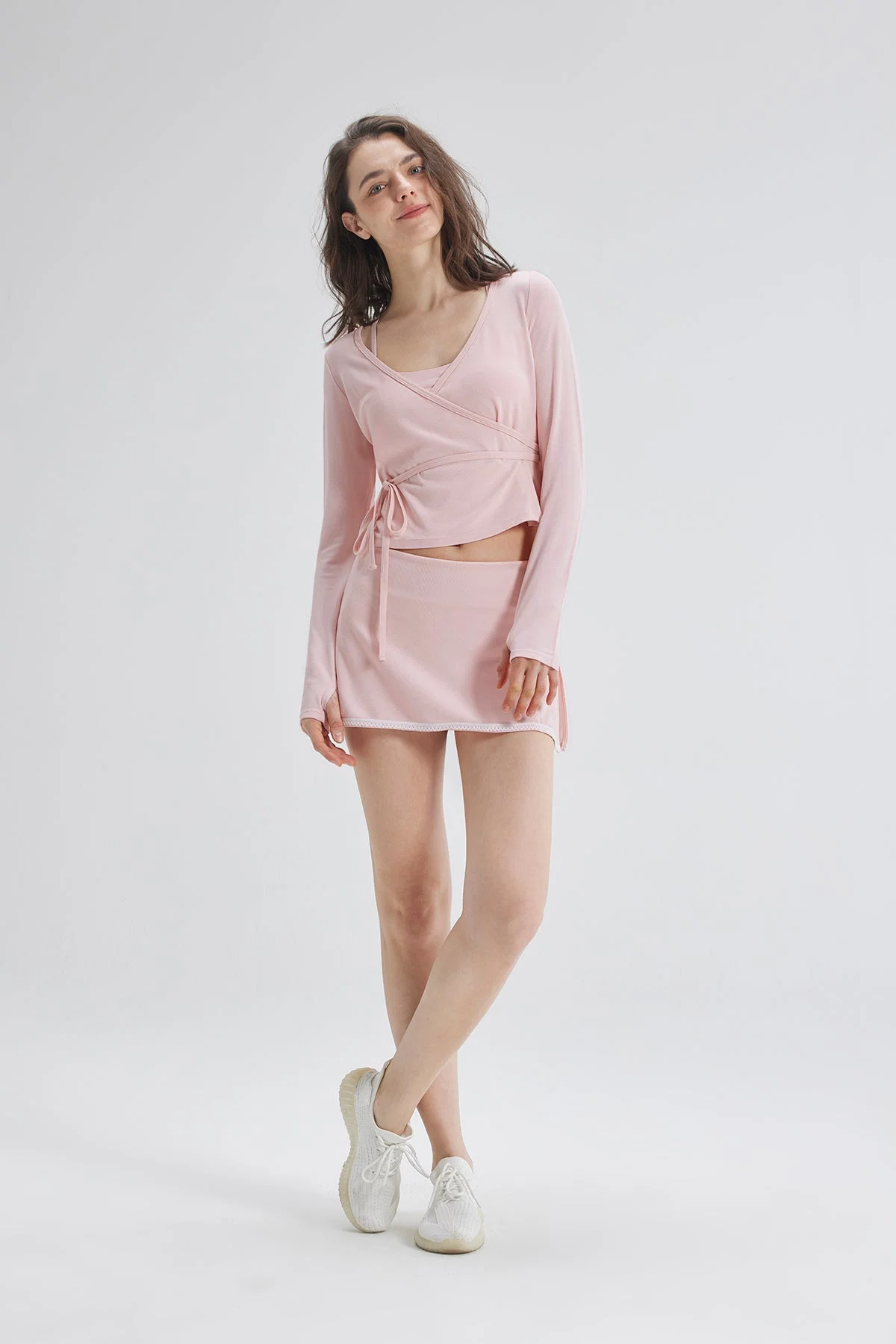 Ballet Long-Sleeve Top and Double-Layer Wool Mini Skirt