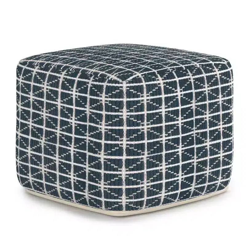 Square Pouf, 100% Cotton Cover, Polystyrene Fill, 18