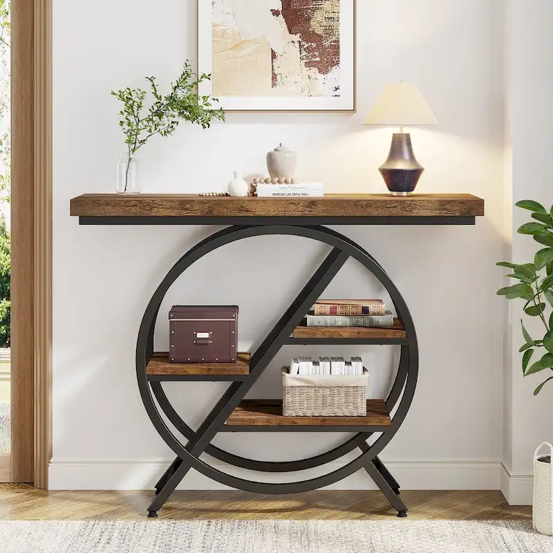 39.4-Inch Console Table, 4- Tier Industrial Entryway Table