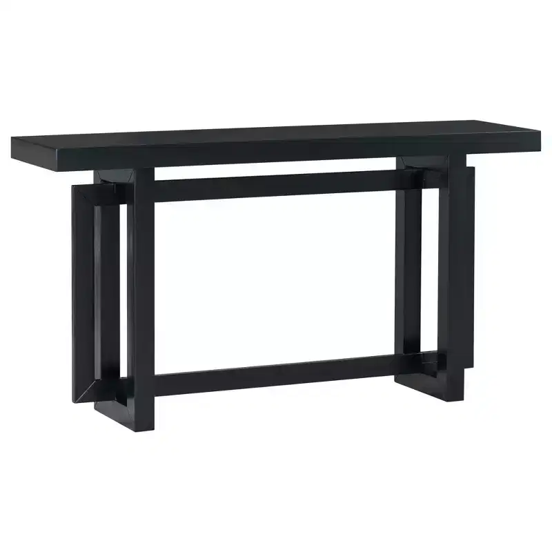 TUYOHW 59.1 Modern Console Table with Pine Legs,Pine Veneer Entryway Table,Interlocking Geometric Sofa Table for Living Room,Hallway,Entryway