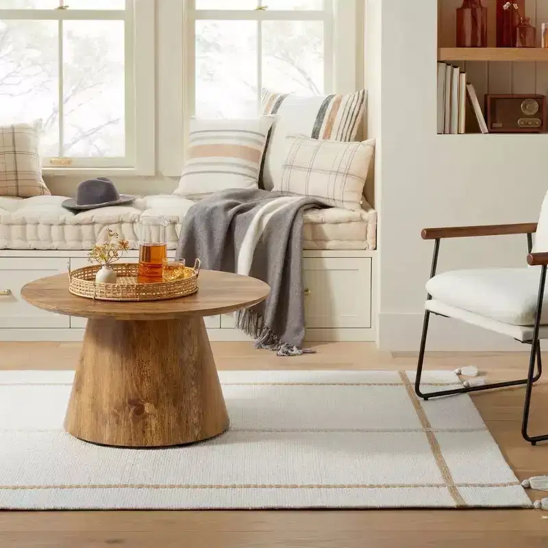 23 Wooden Round Pedestal Coffee Table