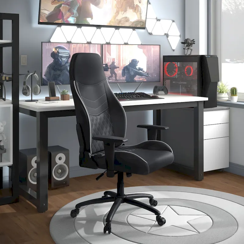 Faux Leather Reclining Gaming Chair – Race-Car Design, 5 Colors, 260 lb Cap