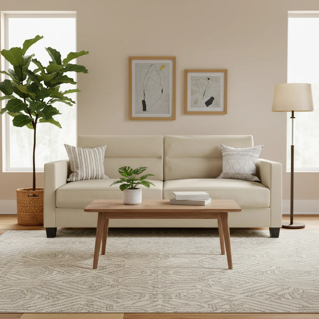 Clean and Minimalist Linen Upholstered Sofa