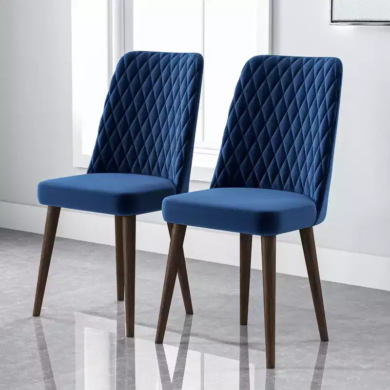 Dining Chairs Set of 2 with High Backs Mid Century Modern Kitchen & Dining Room Chairs Faux Leather Upholstered Wide Accent Chair