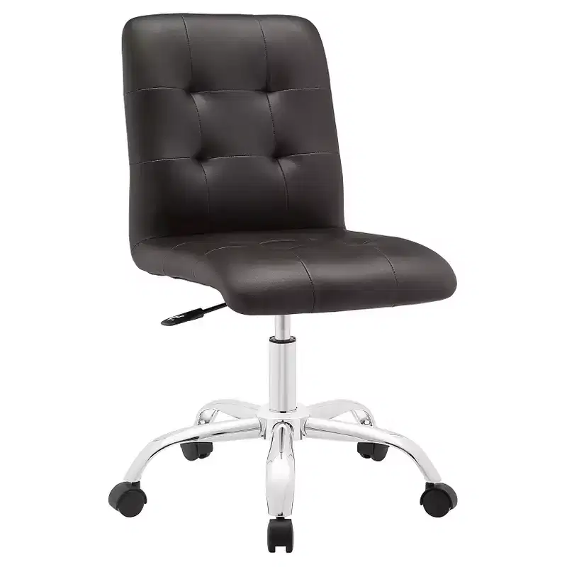 Armless Mid-Back Office Chair - Padded Faux Leather with Chrome Base