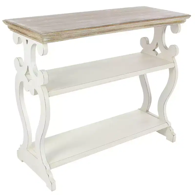Farmhouse Wood Console Table Off White - Olivia & May: 2-Shelf Design, Tall Profile