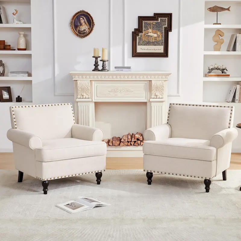 Huimo Modern Nailhead Accent Chair Arm Chairs Set of 2