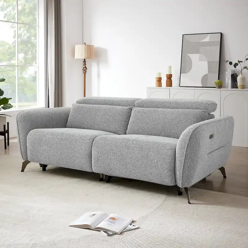 Grey Chenille Power Reclining Sofa, 3-Seater, 80