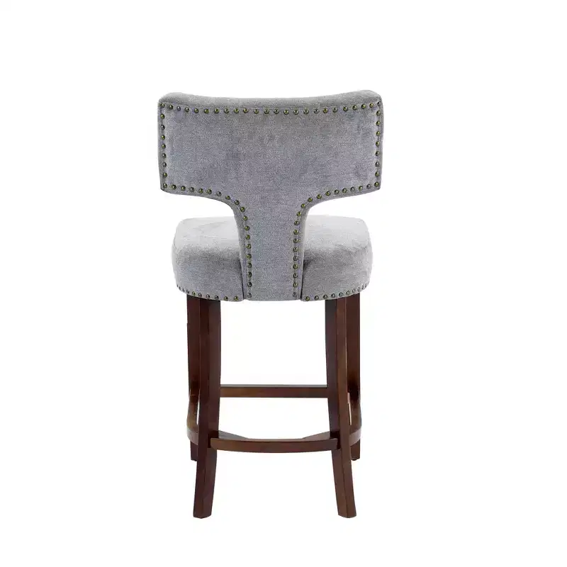 sumyeg Set of 2 Mid-Century Counter Stools with Curved Back and Upholstered Seat