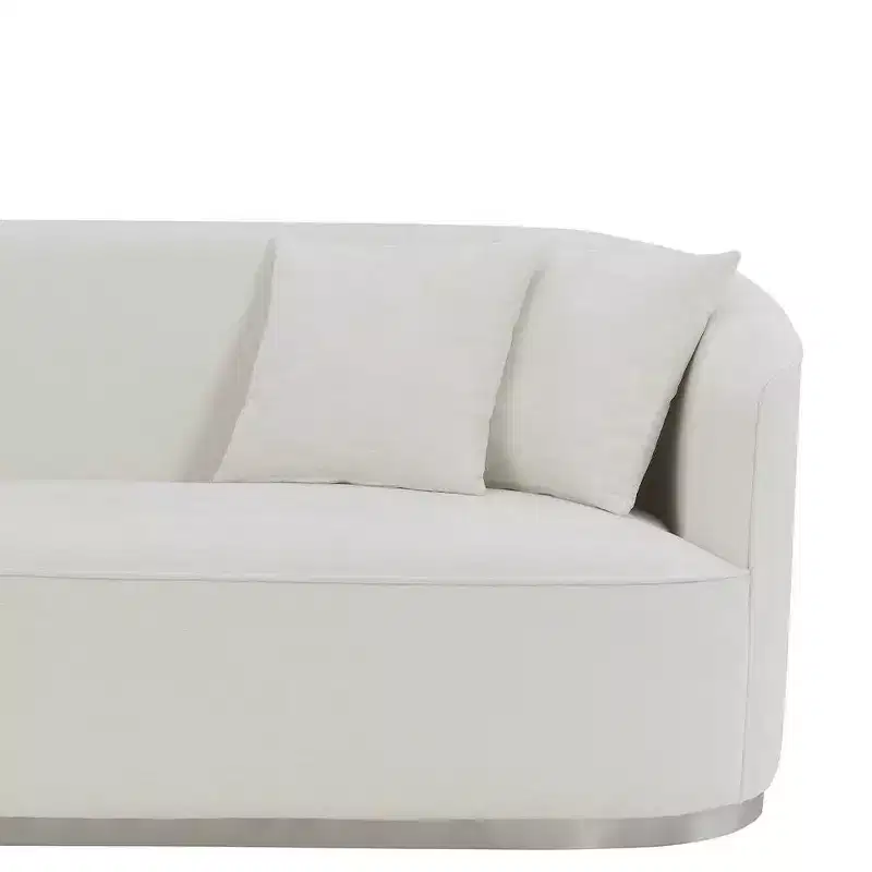 Acme Furniture 83" Odette Sofa Beige Velvet: Luxurious Upholstered, Wood Frame, Includes 4 Accent Pillows
