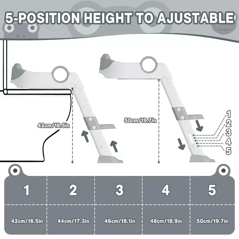 Potty Training Seat with Step Stool Ladder Toddler Kids Potty Seat with Handles Toilet Training Seat with Anti-Slip Safe Pads Adjustable Height Legs