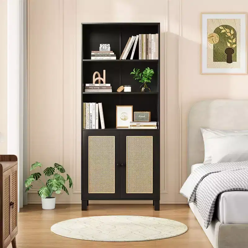 Okak Minimalism Sideboard Buffet Cabinet, Accent Cabinet with 2 Doors and 5 Shelves, Storage Cabinet for Living Room, Entryway, Hallway