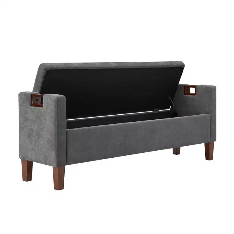 Daniel Storage Bench with Solid Wood Legs and Hollow Handles|ART OF LIVING DESIGNS