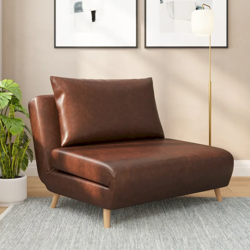 Foldable Sleep Chair with Hideaway Legs and Backrest Pillow - 75.5D x 41W x 30H