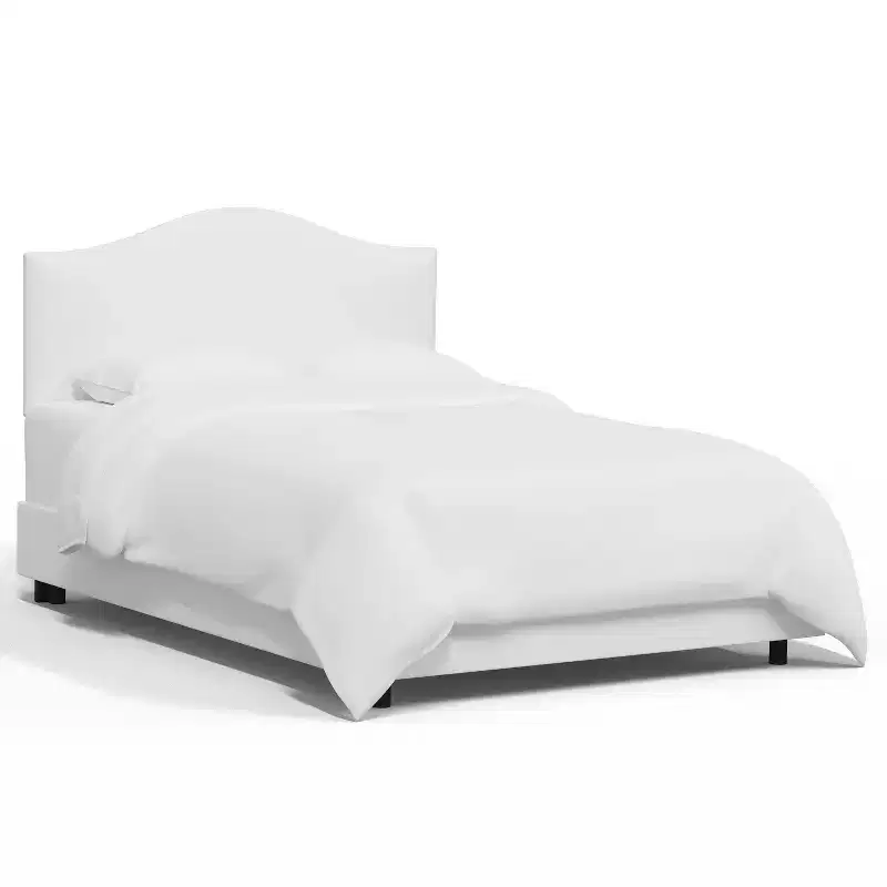 Skyline Furniture Queen Custom Upholstered Curved Headboard Bed Off White