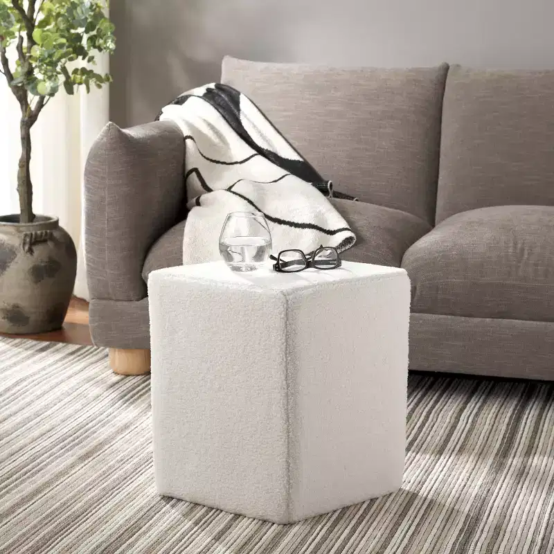 Diamond-Shaped Ottoman - Ivory