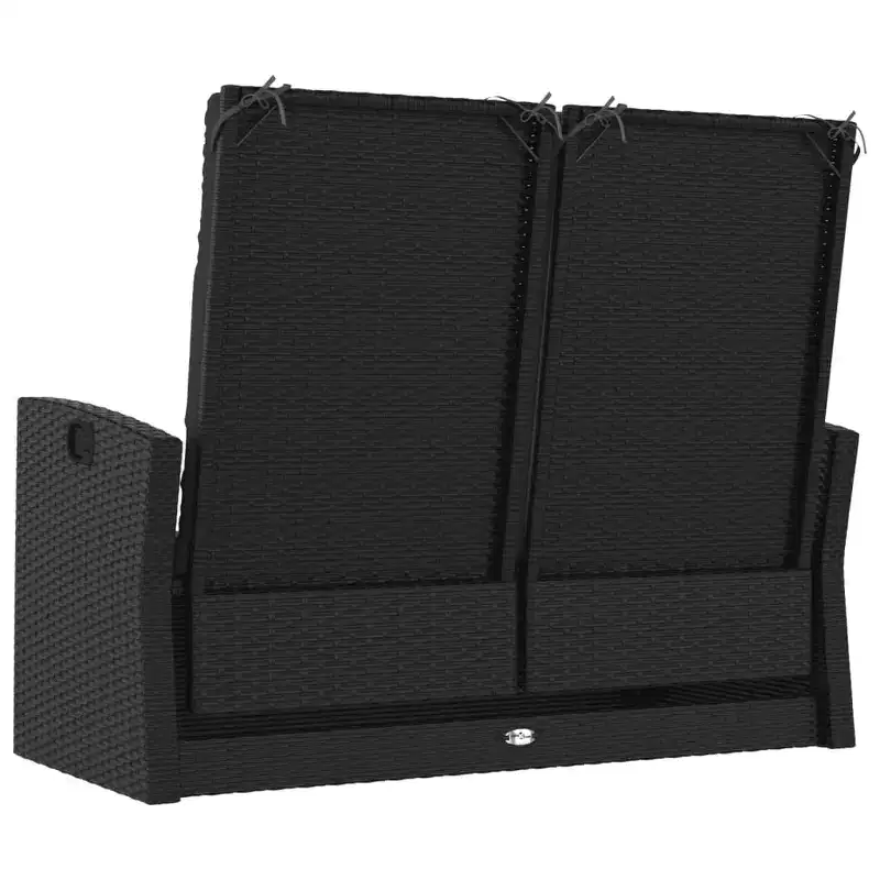Garden Bench Black PE rattan 2 Seater Garden Bench Rectangular