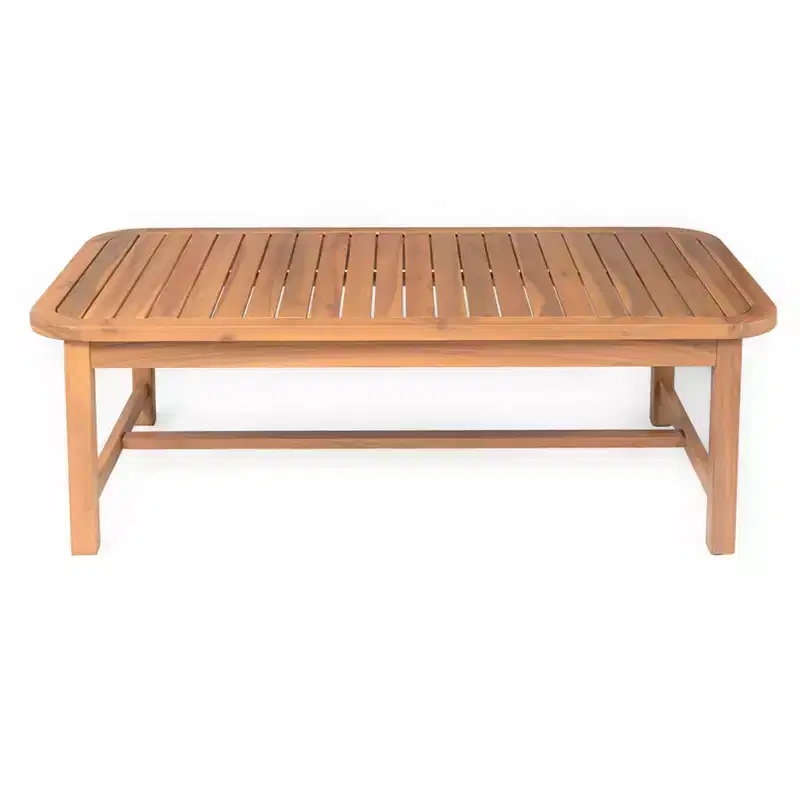 Christopher Knight Home Ximena Patio 4 Piece Farmhouse Acacia Wood Wicker Seating Set with Slatted Coffee Table