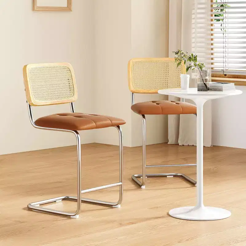 Brown Armless Counter Bar Stool, Set of 2
