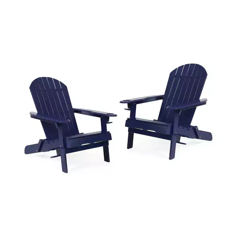 Christopher Knight Home Kandyce Outdoor Acacia Wood Folding Adirondack Chair with Cup Holder (Set of 2)