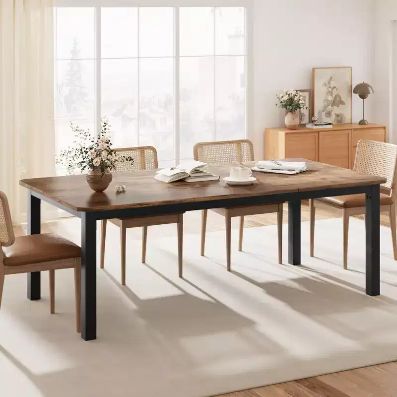 Industrial Dining Table for 6~8 People, 78.7 Long Kitchen & Dining Room Rectangle Dinner Room Table for 6 Ideal for Dinner Or Meetings -Retro Brown