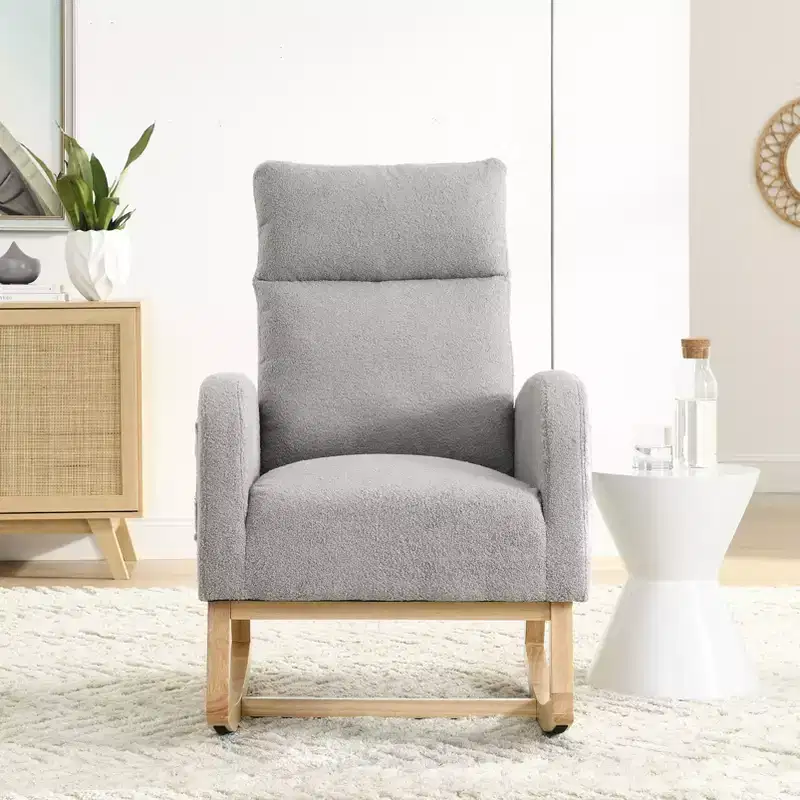27.6W Accent Rocking Chair, Armchair with High Backrest & 2 Side Pockets, Nursery Glider Rocker - ModernLuxe