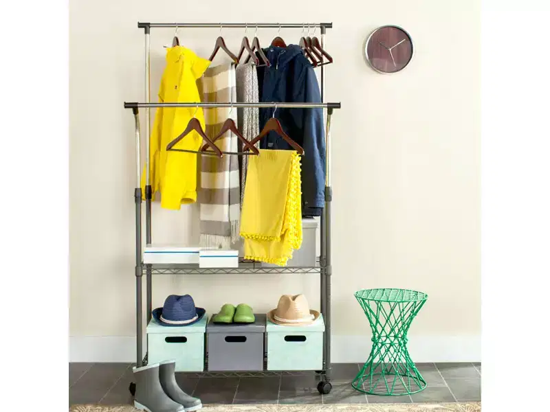 Giorgio Double Rod Clothes Rack - Chrome - Safavieh