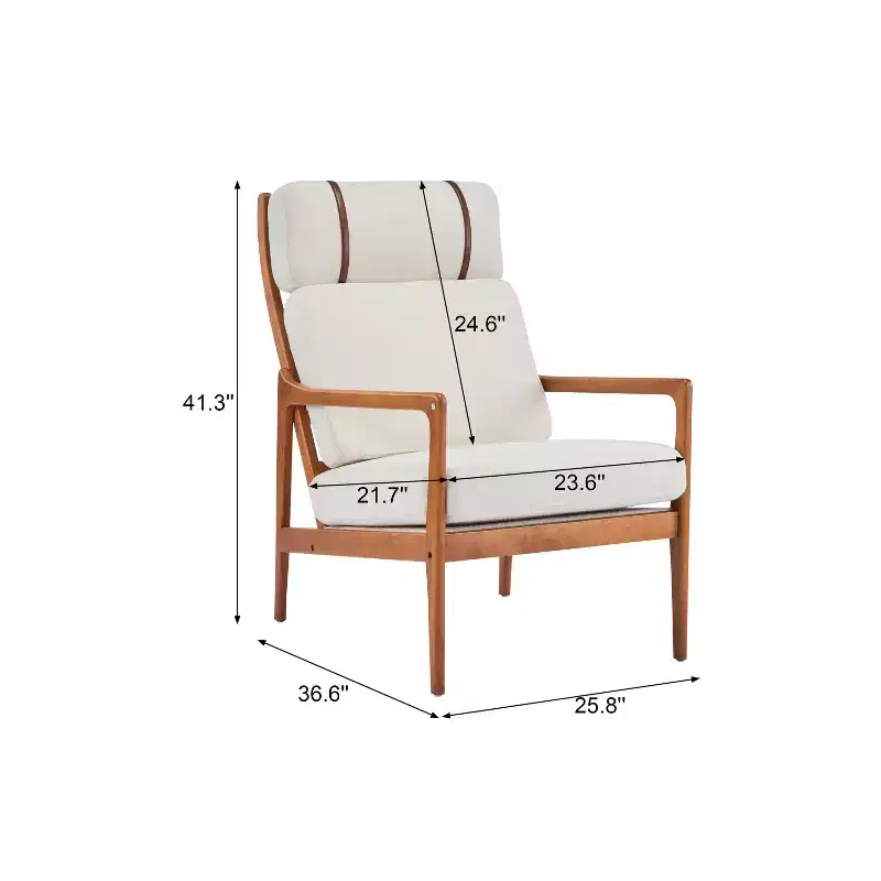 Mid-Century Accent Armchair Duo  High-Back Solid Wood Frame, Lounge Chairs for Living Room, Bedroom or Reading Nook