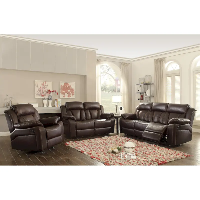 Daria 85 in. W Flared Arm Faux Leather Straight Reclining Sofa - 37L x 85W x 41H
