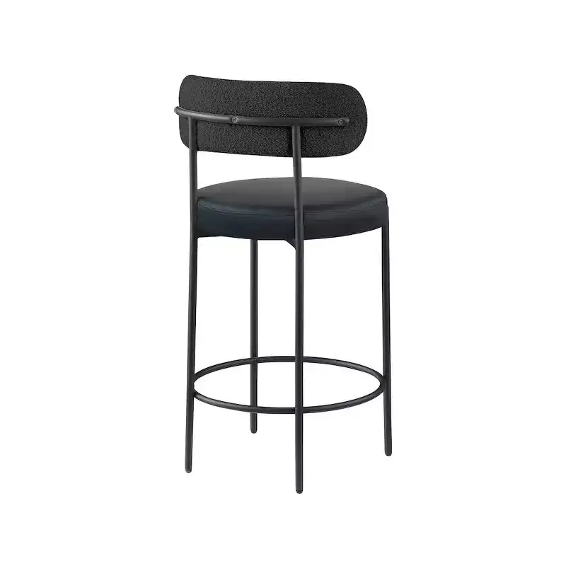 Meridian Furniture,Beacon Black Vegan Leather Seat Stool, Set of 2