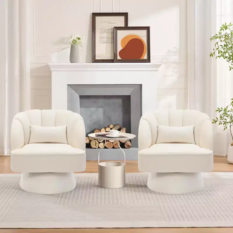 GustoWave Swivel Accent Chair with Armrests, 360 Mid-Century Velvet Barrel Chair, Modern Armchair for Living Room