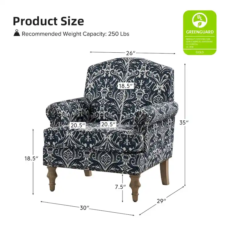 Yahweh Farmhouse Nailhead Armchair with Rolled Arms by HULALA HOME