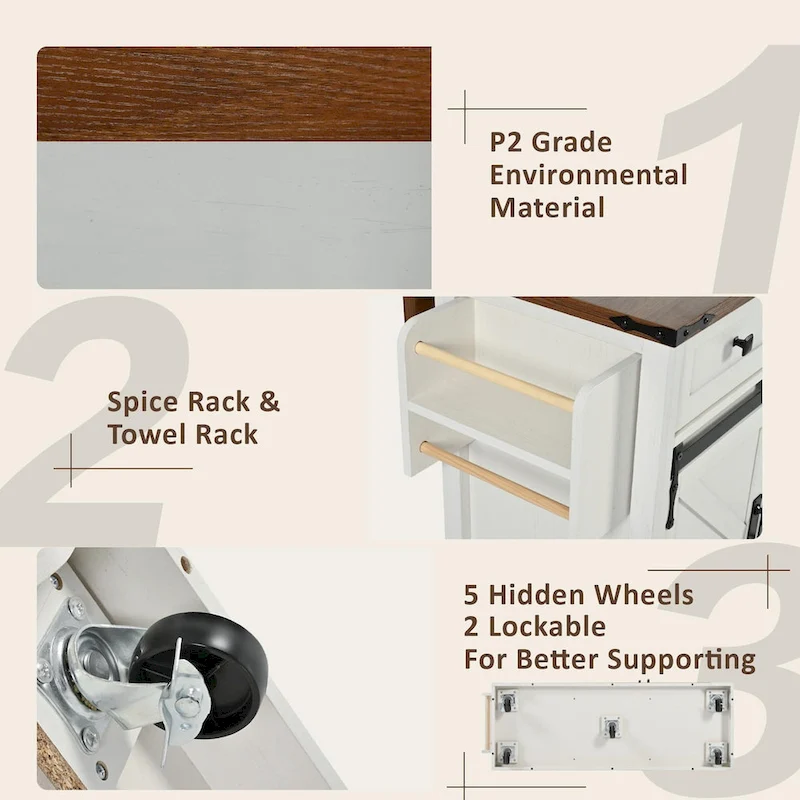 Farmhouse Kitchen Island with Power Outlet