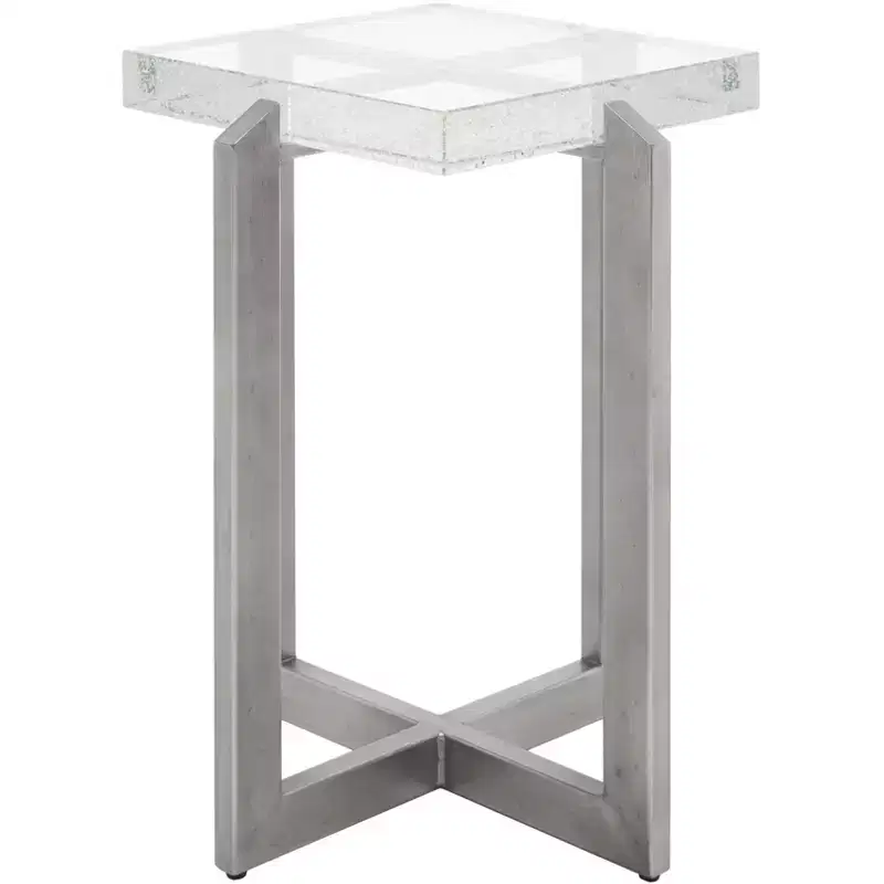 Pixie Square Bubble Glass Accent Table - AMH8353A - Silver/Clear - Safavieh Couture