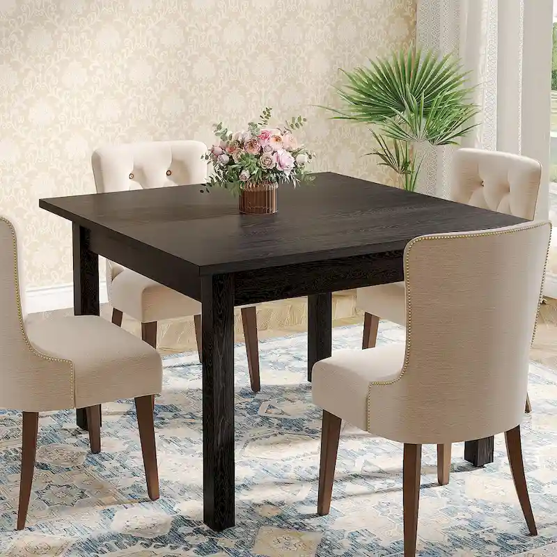 Country Rustic Square Dining Table with Solid Wood Legs - 39.4D x 39.4W x 30H