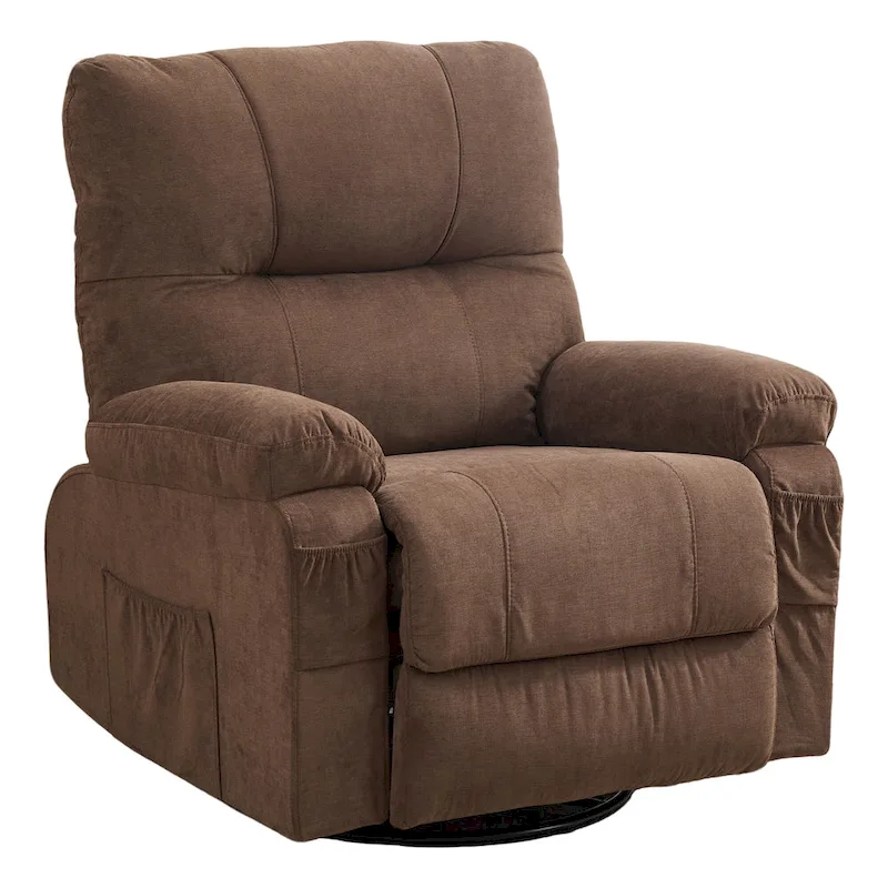 360 Linen Swivel Rocker Recliner with Side Pockets