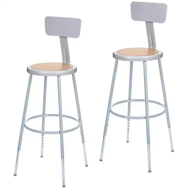 Hampden Furnishings 2pk 25"-33" Adjustable Heavy Duty Steel Barstool with Backrest Gray