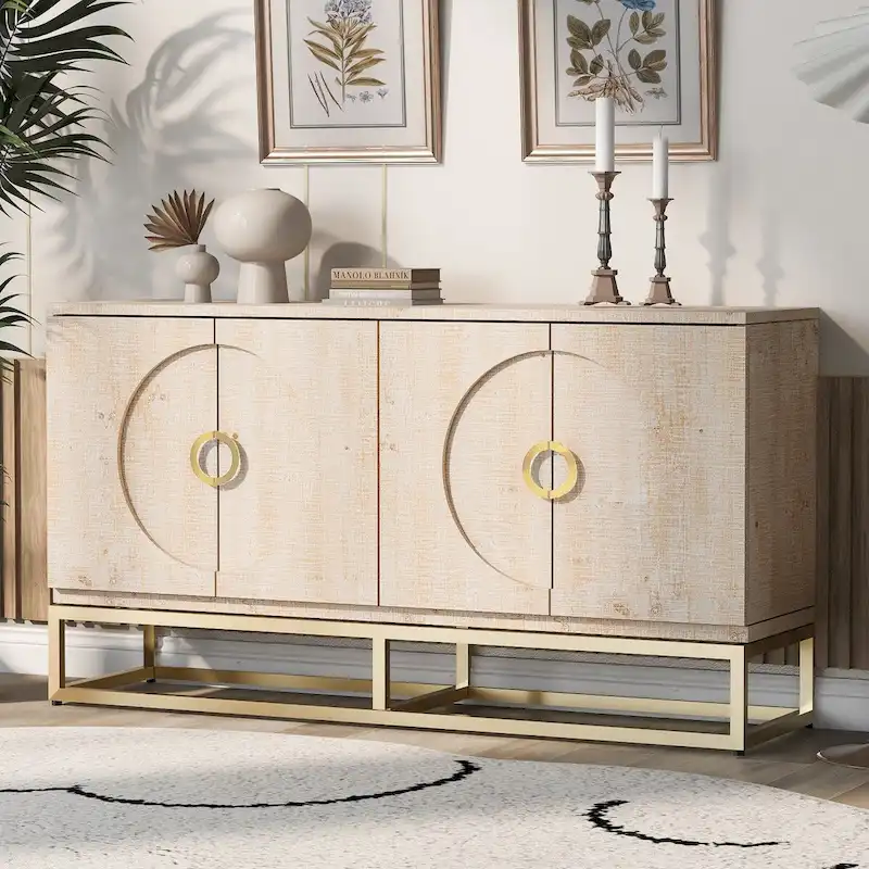 60 4-Door Sideboard Cabinet with Adjustable Shelves
