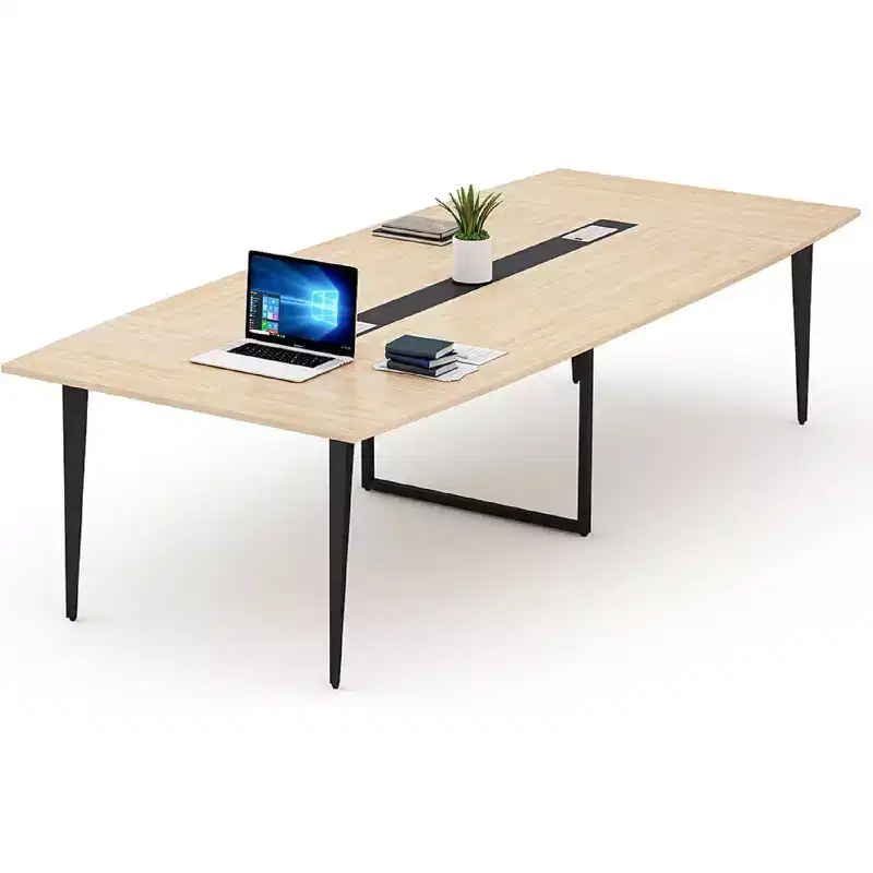 Lantine 8FT Large Boat Shaped Conference Table with Cable Grommets