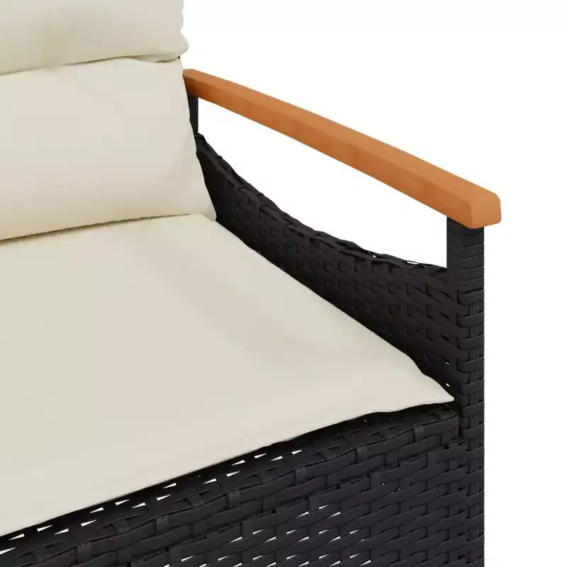 vidaXL Patio Bench with Cushions 45.7x24.6x29.1 Black Poly Rattan - Black