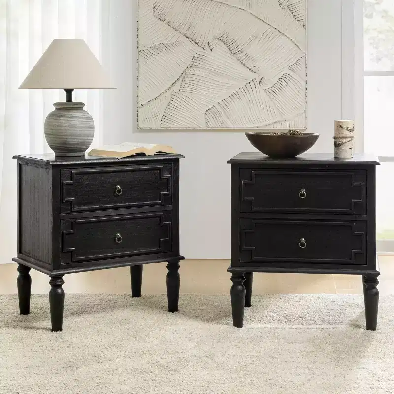 Tikal 28 Tall 2-Drawer End Table Set of 2 | HULALA HOME-WALNUT